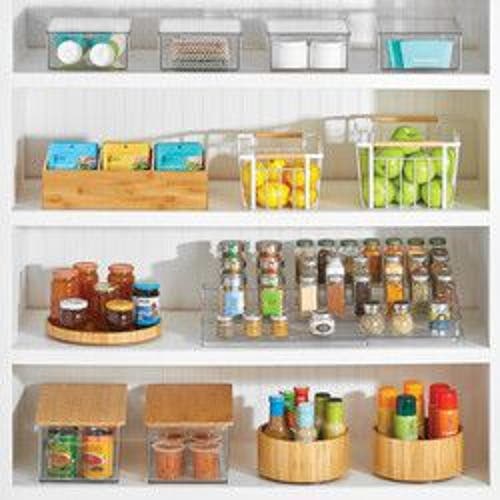 Mdesign Plastic Kitchen And Pantry Organizer With Divided Drawer In Transparent