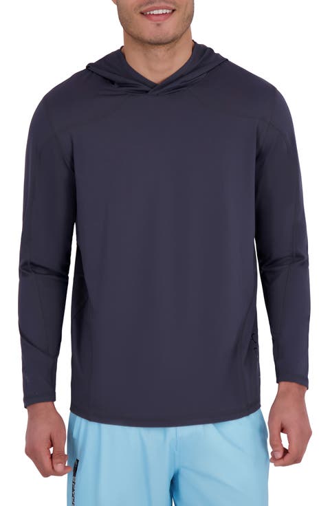 Textured Piecing Long Sleeve Hooded Rashguard