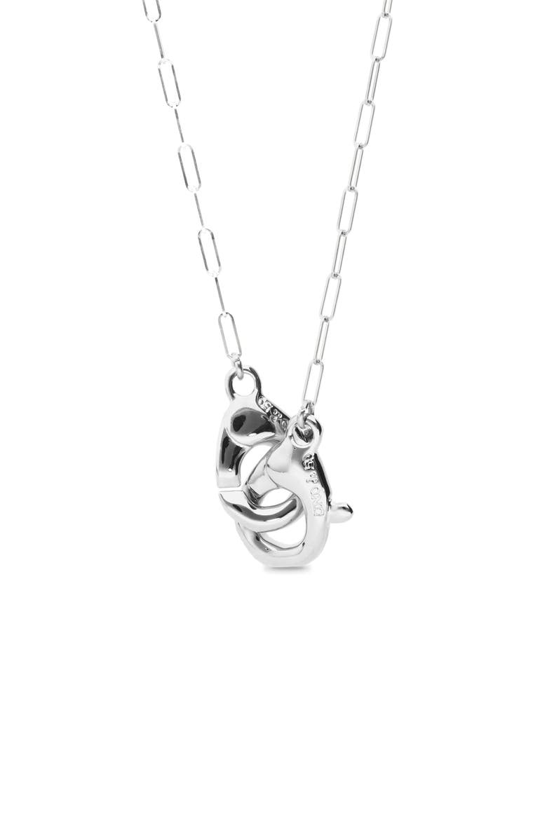 Long Sterling Silver-Plated Necklace with Interlocking Carabiner Detail, Alternate, color, Silver
