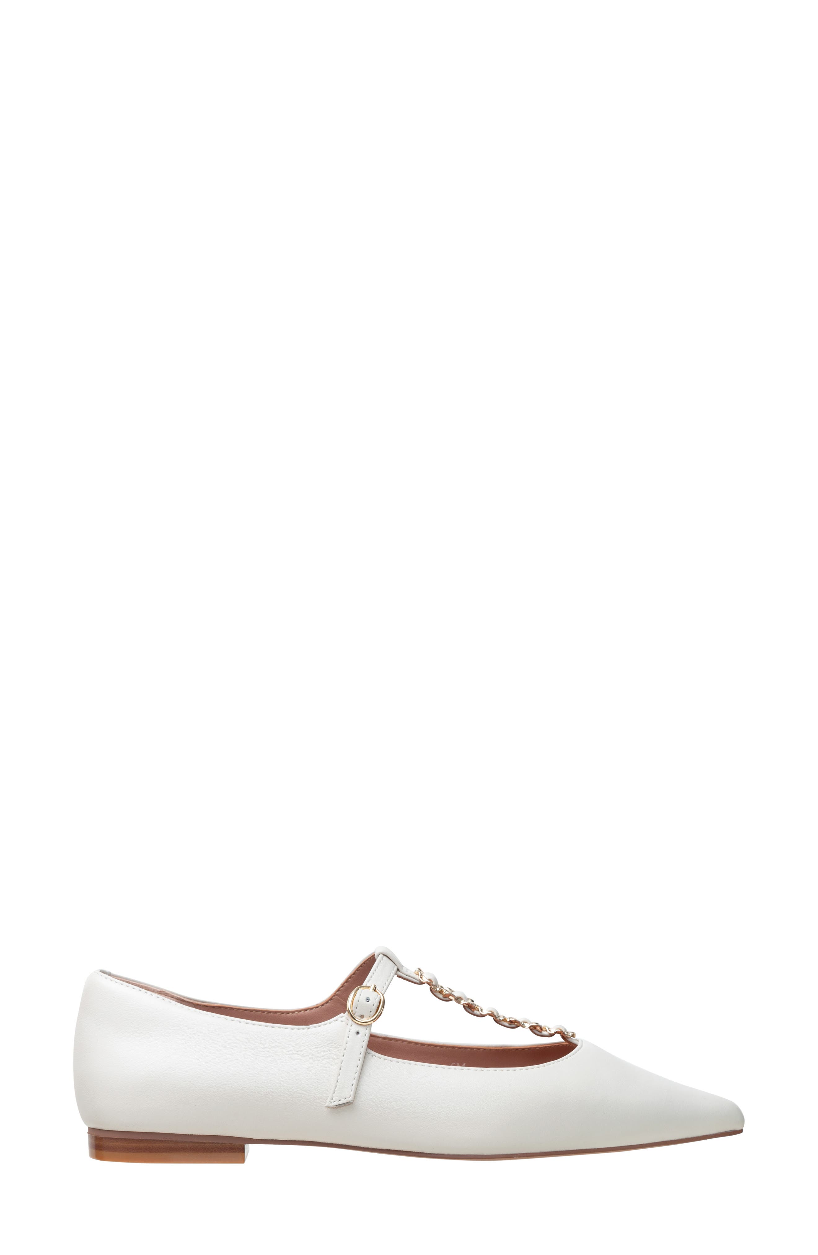 Linea Paolo Corinne Pointed Toe T-Strap Flat, Alternate, color, Ivory