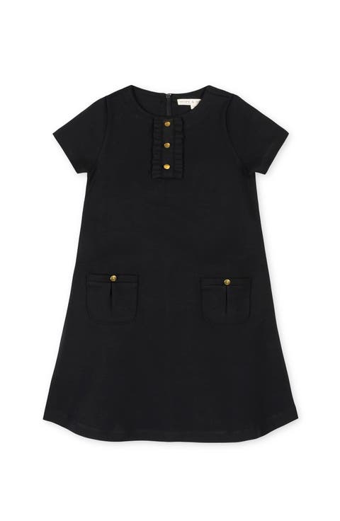 Kids' Ponte A-Line Ruffle Placket Dress