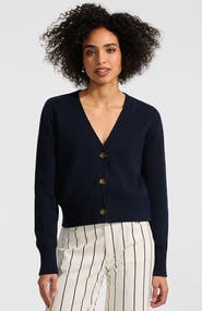 Lands' End Drifter Vneck Dress Cardigan Sweater