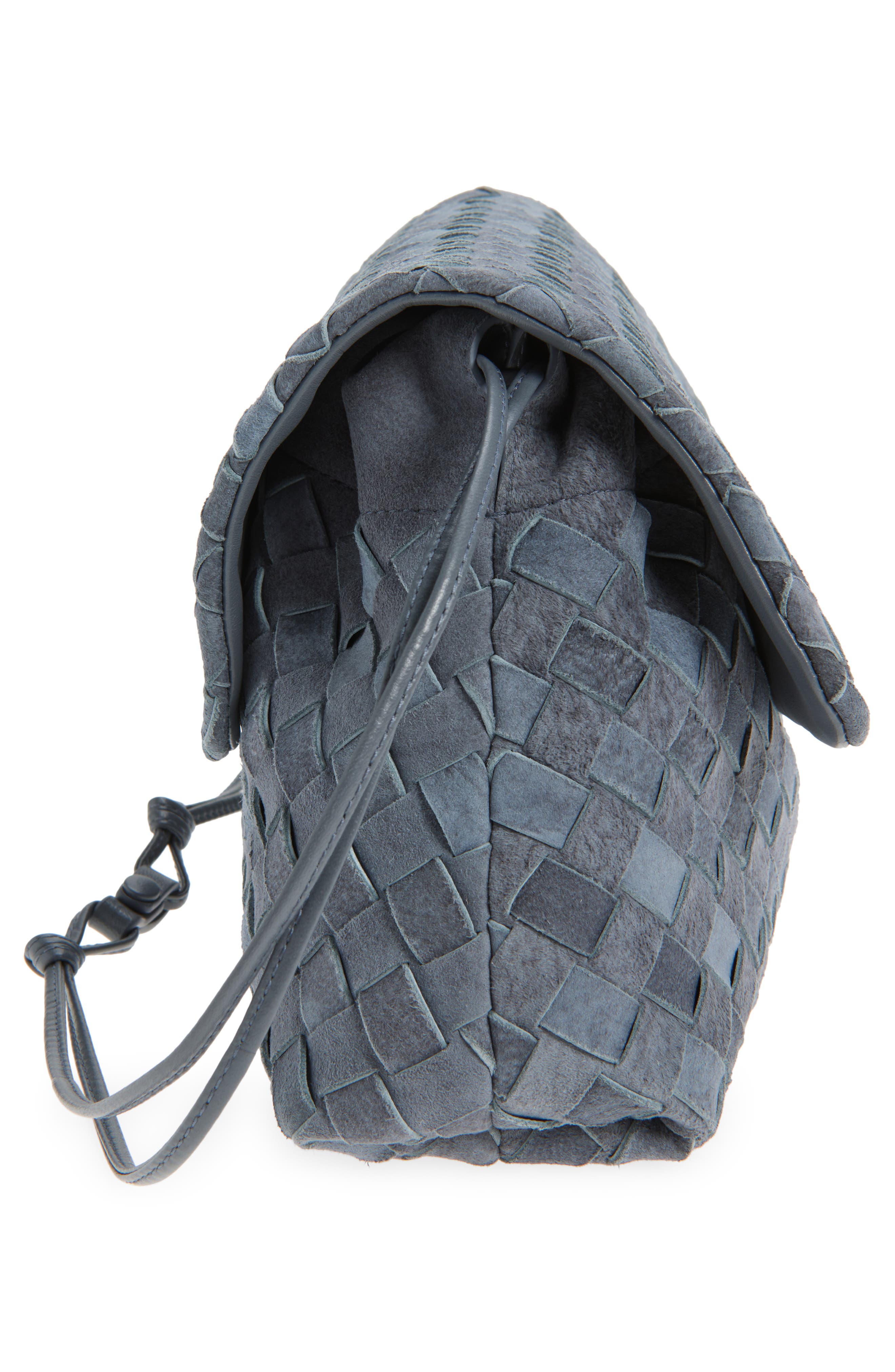 Bottega Veneta Large Intrecciato Suede Pouch, Alternate, color, 4545 Cloudy Indigo/ Gravel