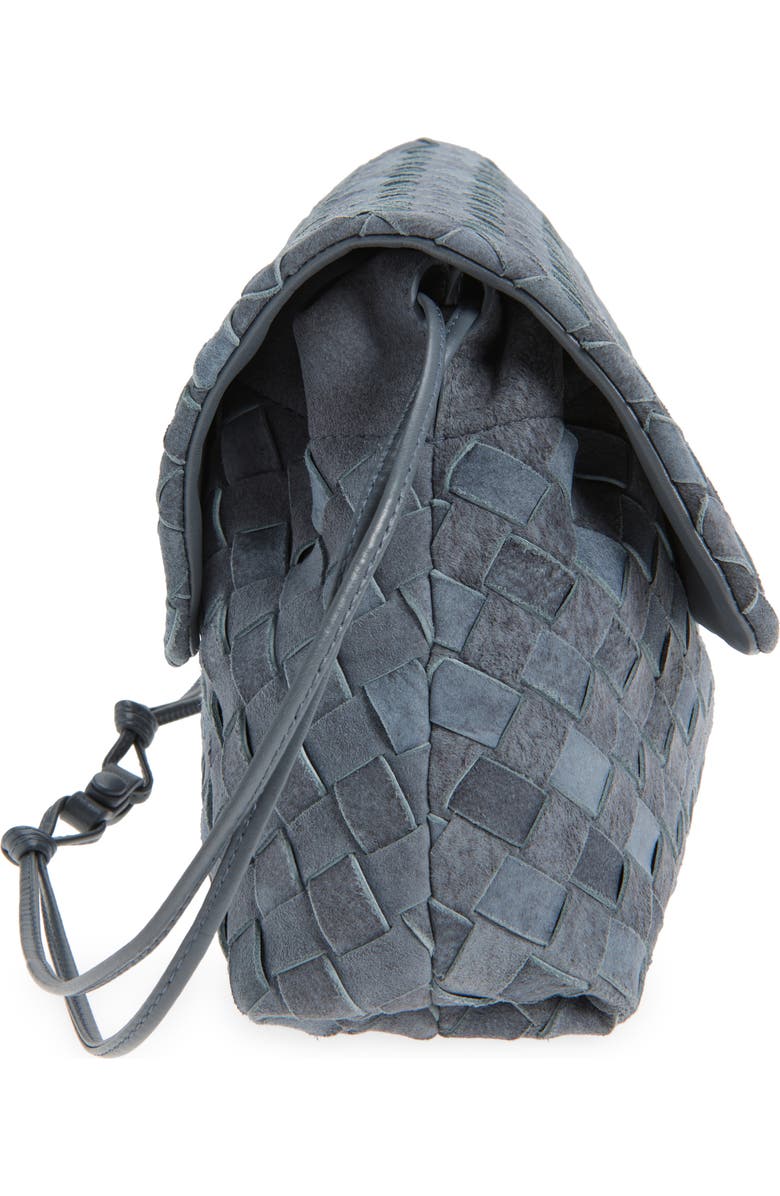 Bottega Veneta Large Intrecciato Suede Pouch, Alternate, color, 4545 Cloudy Indigo/ Gravel