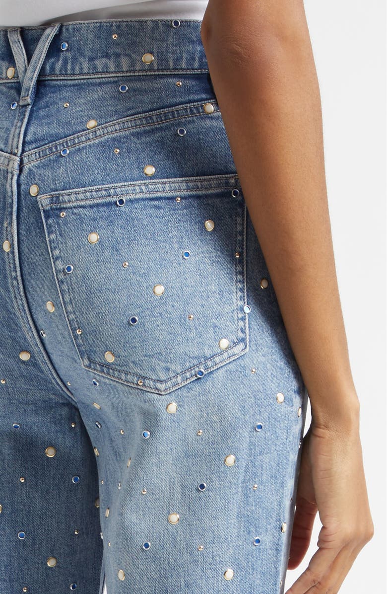 Veronica Beard Dylan Embellished High Waist Ankle Straight Leg Jeans, Alternate, color, Amethyst Frost