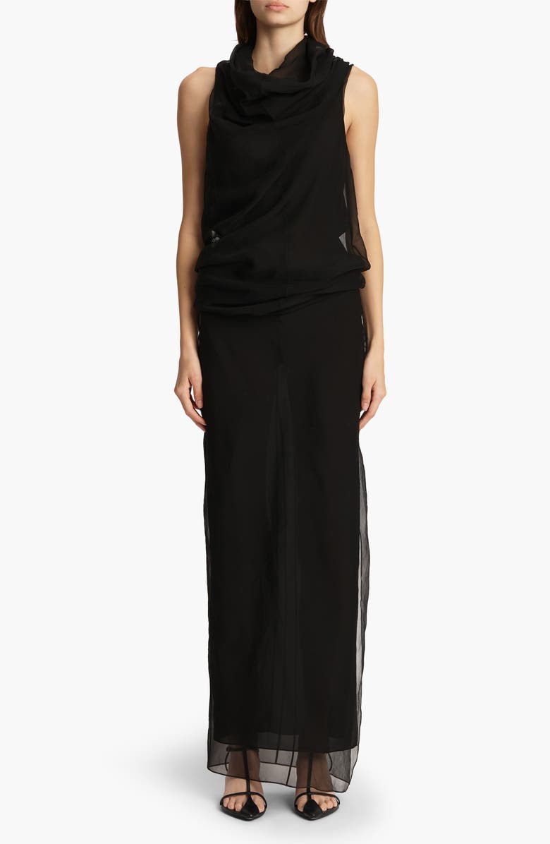 Khaite Jeanty Organza Maxi Dress, Main, color, Black