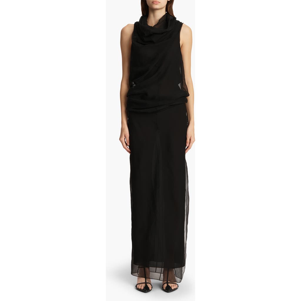 Khaite Long Silk Organza Dress In Black