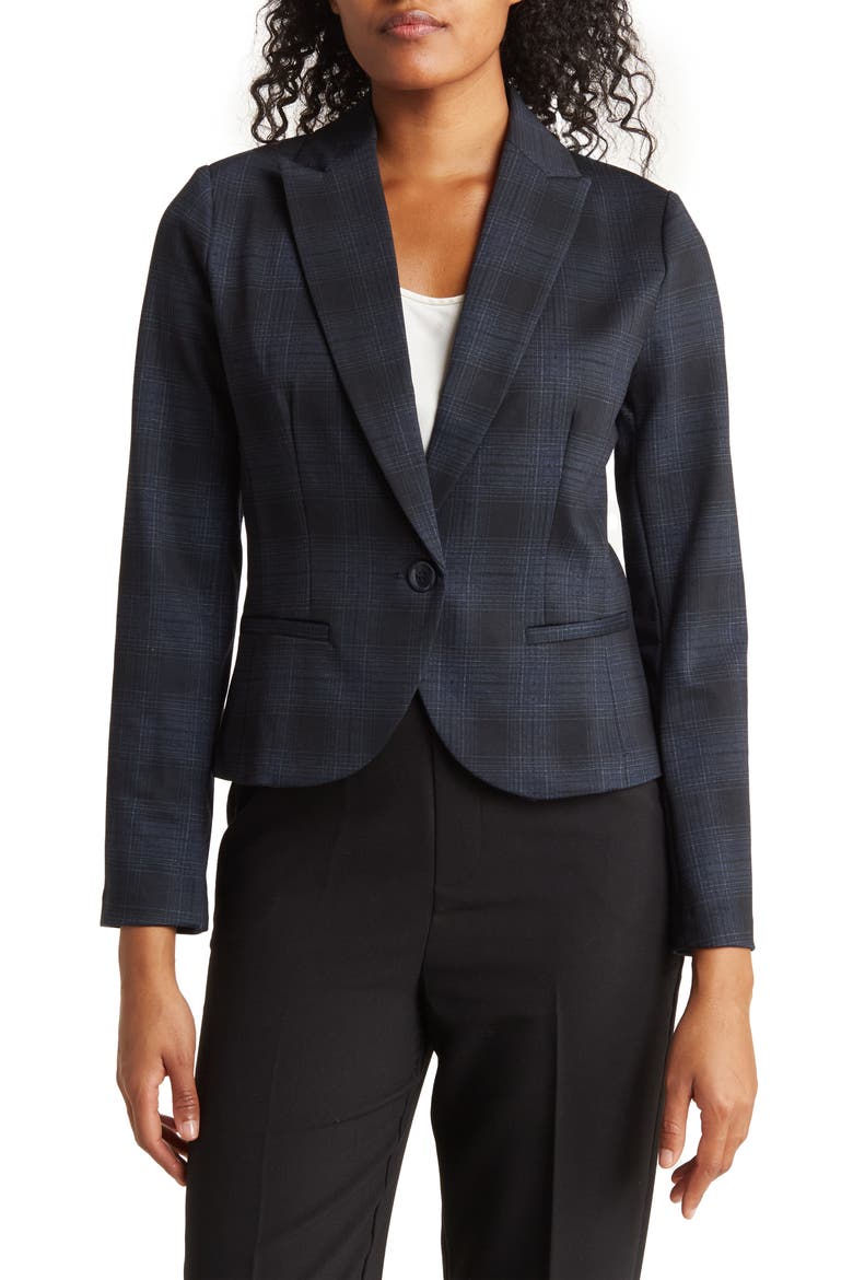 Long Sleeve Ponté Blazer, Main, color, BLACK