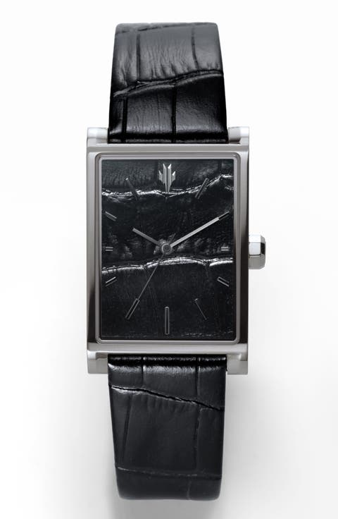 Black Croc Leather Swiss Automatic Watch