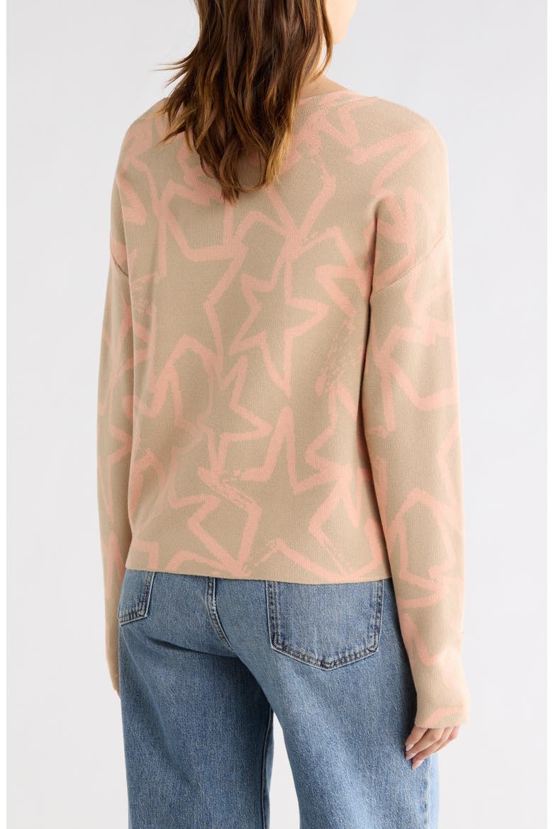 Star Jacquard Sweater, Alternate, color, TAUPE/ PEACH