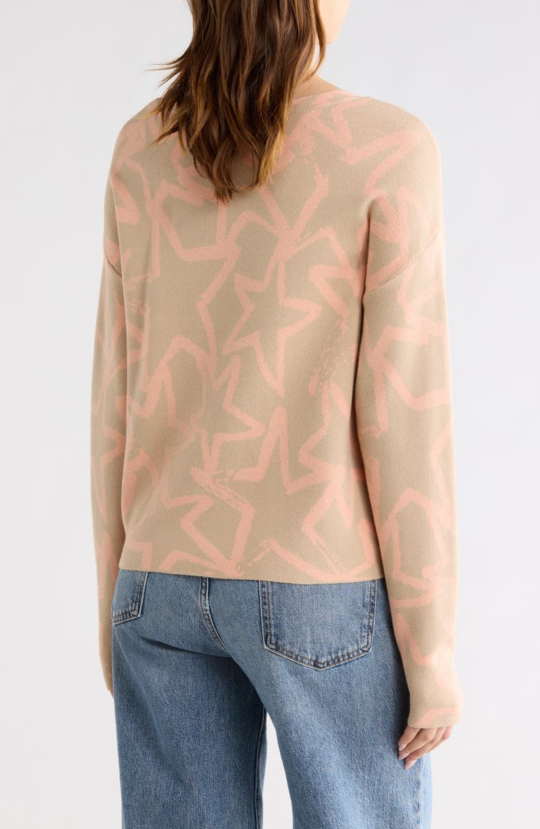 WISHLIST Star Jacquard Sweater, Alternate, color, Taupe/ Peach