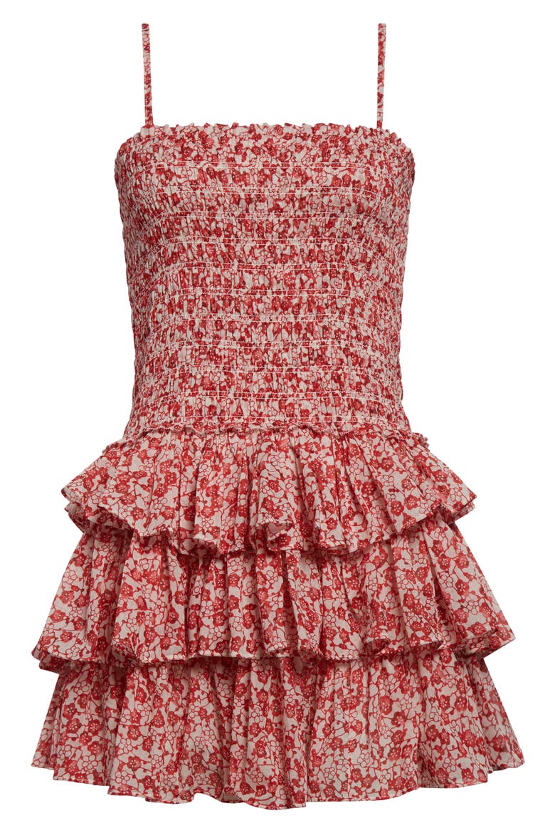 Elodie Floral Print Voile Minidress, Alternate, color, RED