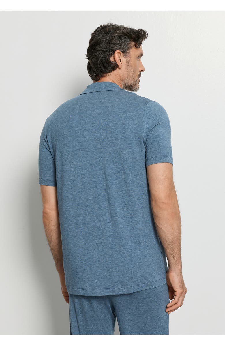 Hanro Casuals Notch Collar Button Front Shirt, Alternate, color, Retro Blue Melange