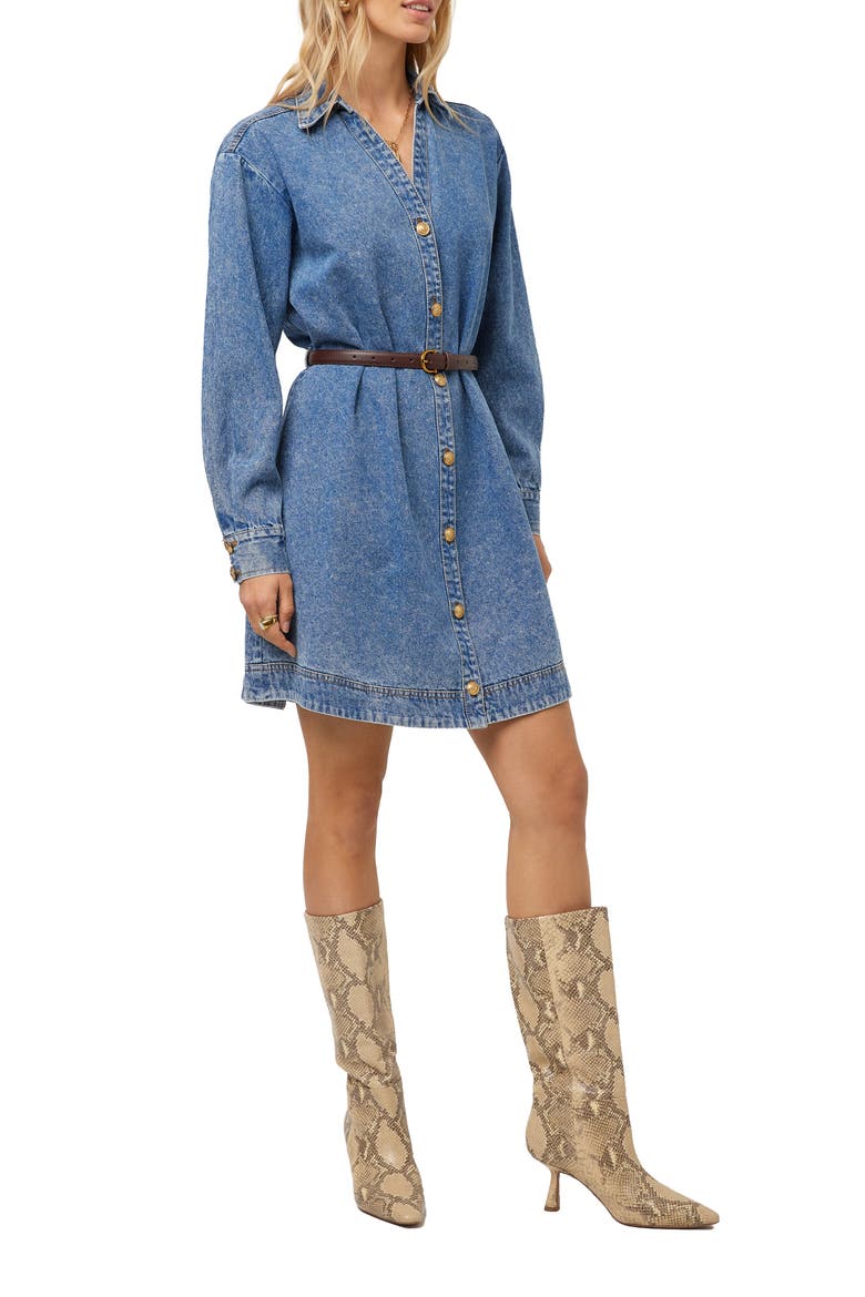 Sade Belted Denim Shirtdress, Alternate, color, DENIM