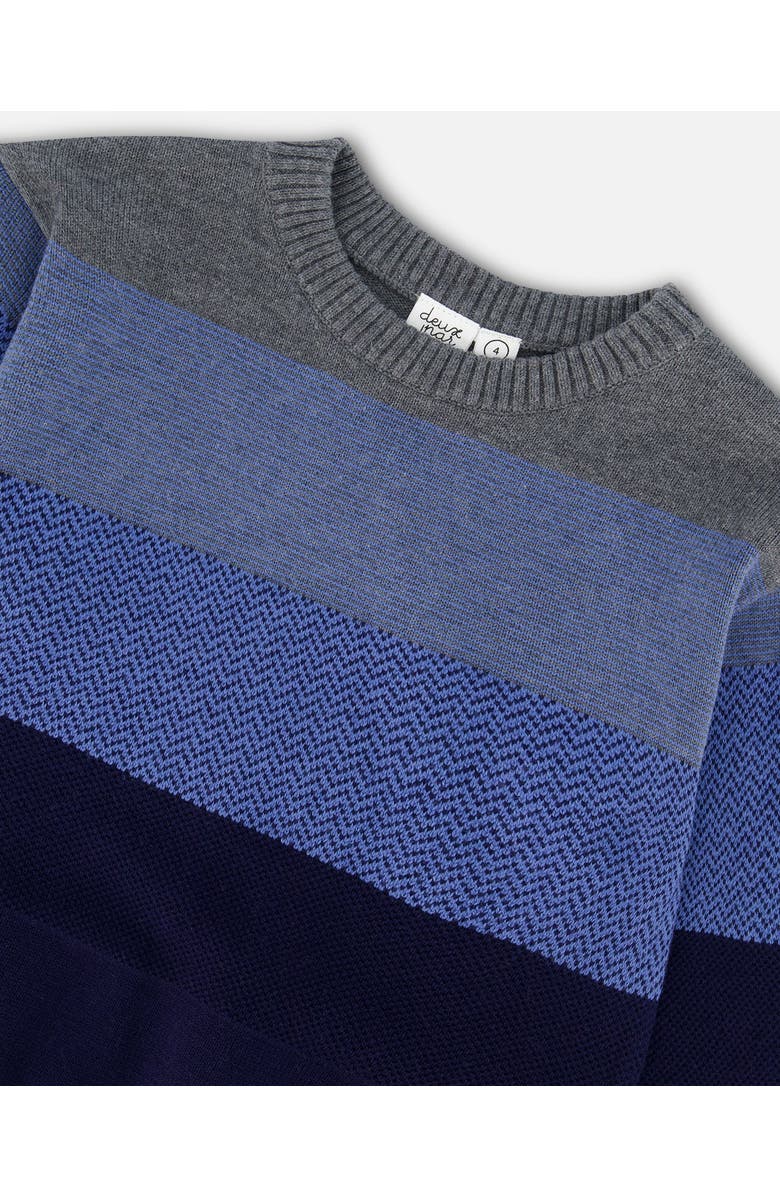 Deux par Deux Boy's Colorblock Sweater Blue Gradient, Alternate, color, 
