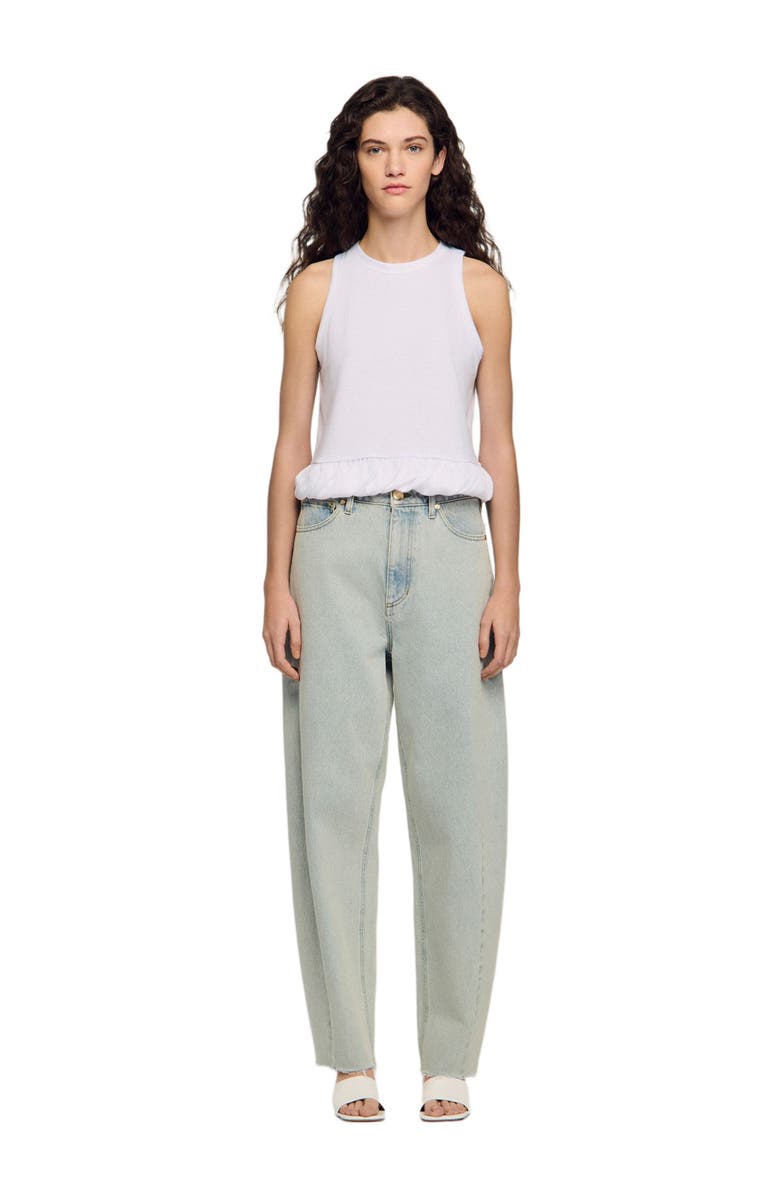 SANDRO Ruffle top, Alternate, color, White