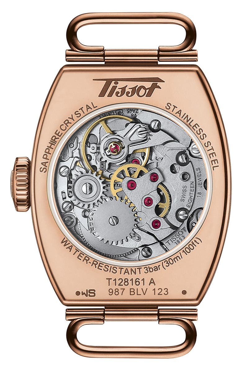 Tissot Porto Croc Embossed Leather Strap Watch, 22mm, Alternate, color, White