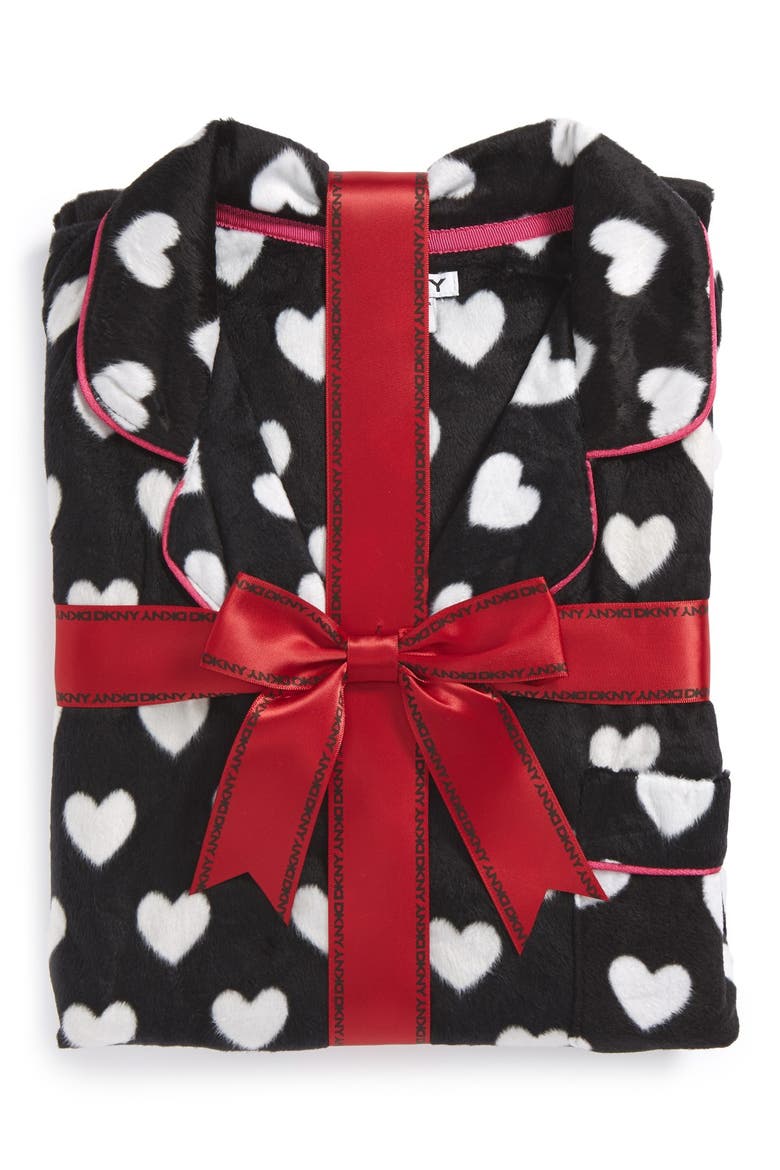 Long Sleeve Microfleece Pajamas, Alternate, color, BLACK HEART