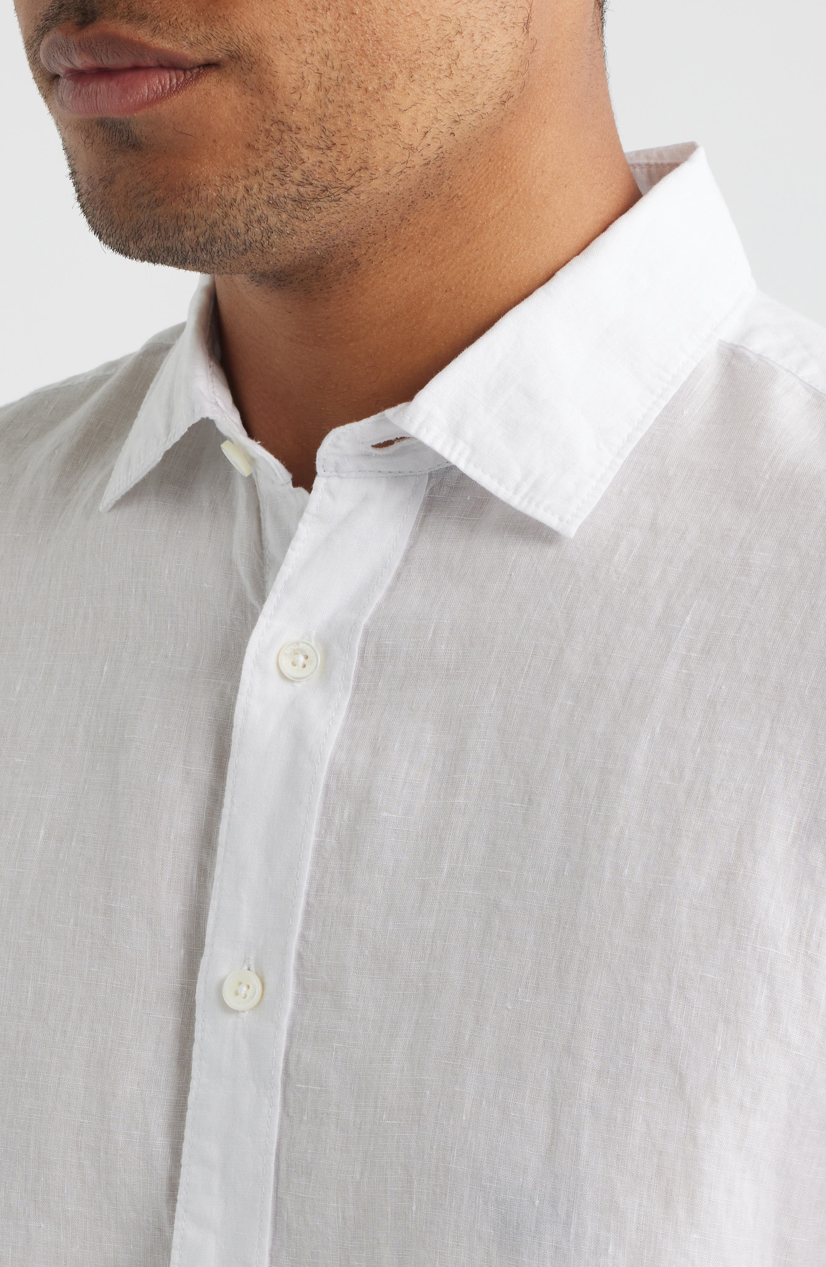 Orson Shaped Fit Short Sleeve Linen Button-Up Shirt - image 2