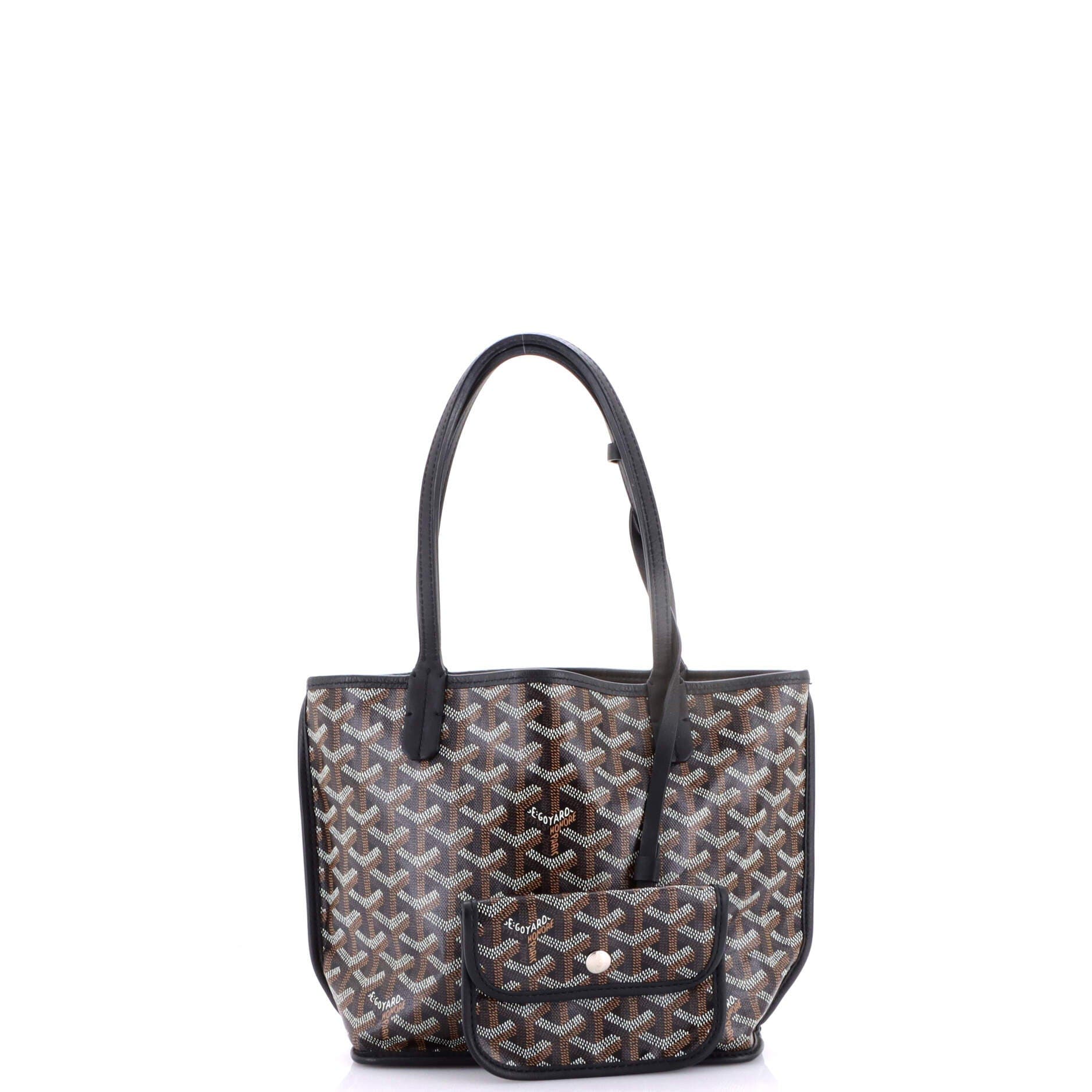 Pre-Owned Goyard Anjou Reversible Tote Coated Canvas Mini, Alternate, color, Black