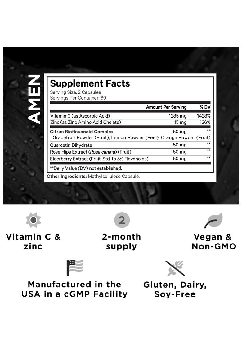 Amen Vitamin C 1285 mg Supplement with Zinc, Alternate, color, White