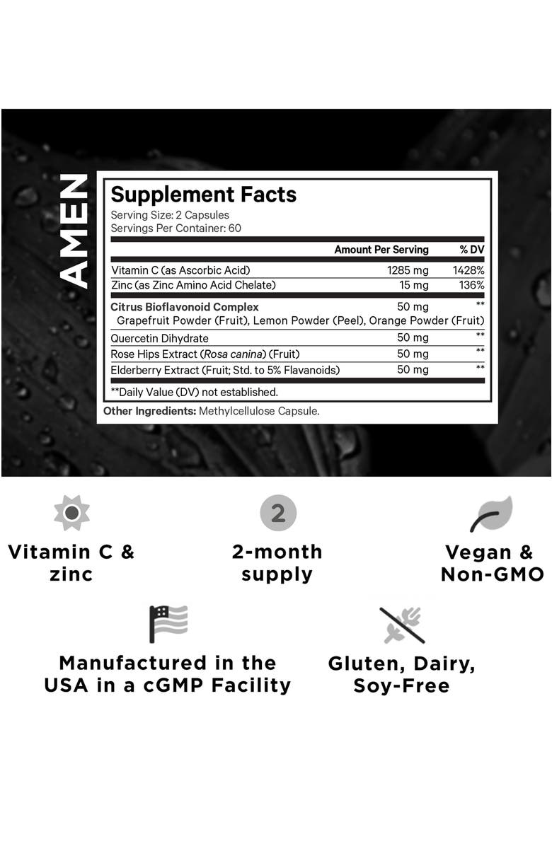 Codeage Amen Vitamin C 1285 mg Supplement with Zinc, Alternate, color, White