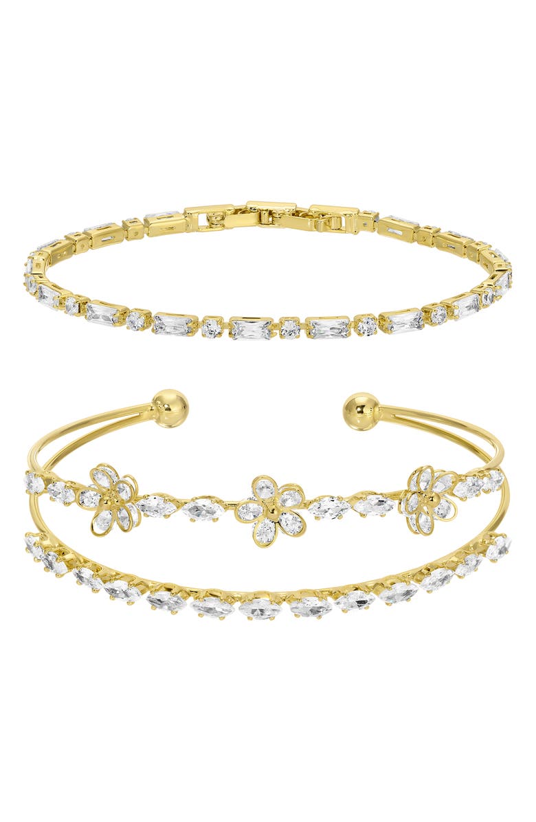 EYE CANDY LOS ANGELES Eliza CZ 2-Pack Assorted Bracelets, Main, color, Gold