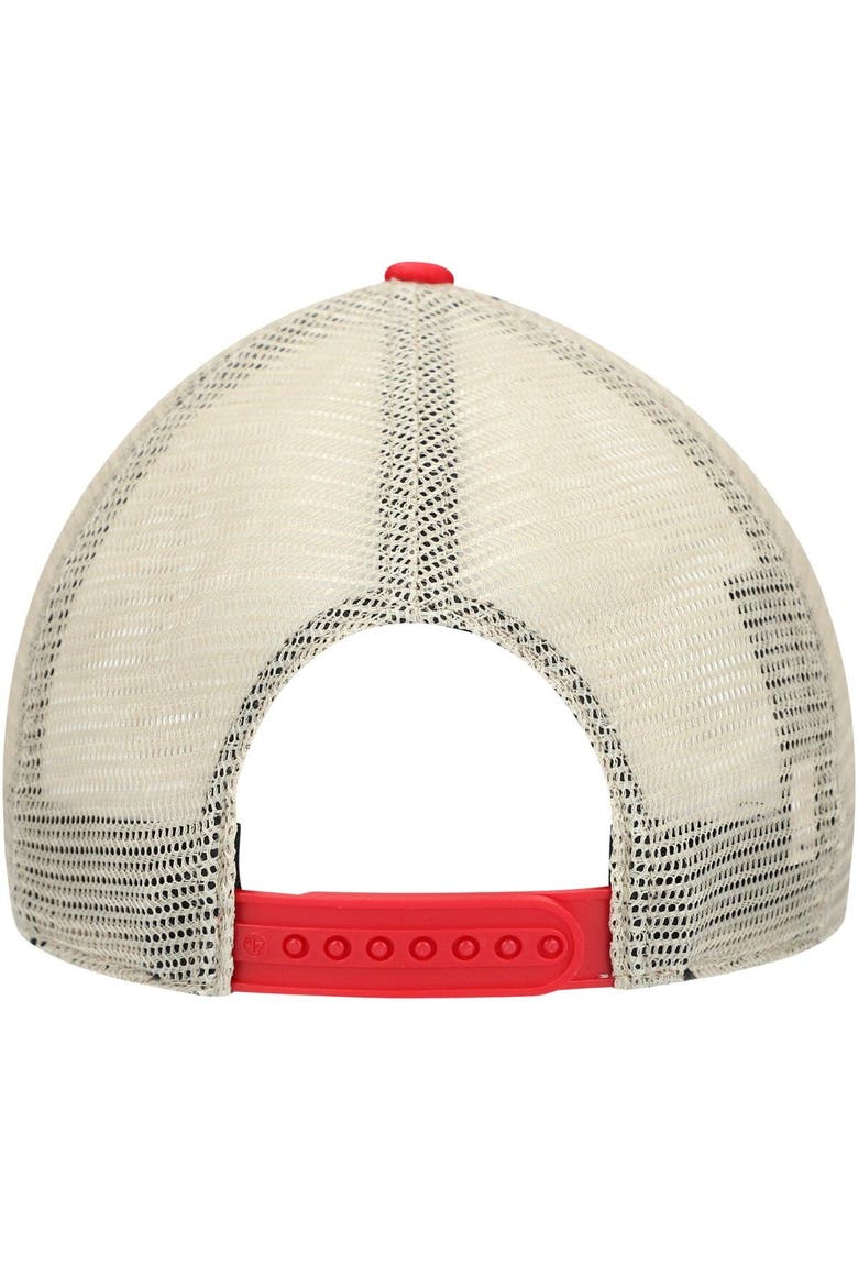 Men's '47 Red/Natural Washington Nationals Flagship Washed MVP Trucker Snapback Hat, Alternate, color, Red