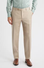 Canali Siena Regular Fit Flat Front Wool Twill Dress Pants