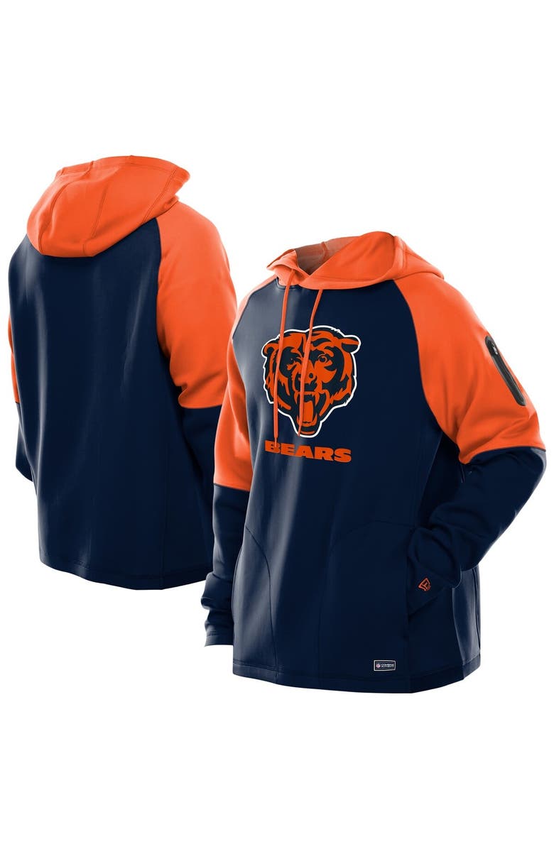 New Era Men's New Era  Navy Chicago Bears Combine Authentic Color Block Raglan Pullover Hoodie, Main, color, 