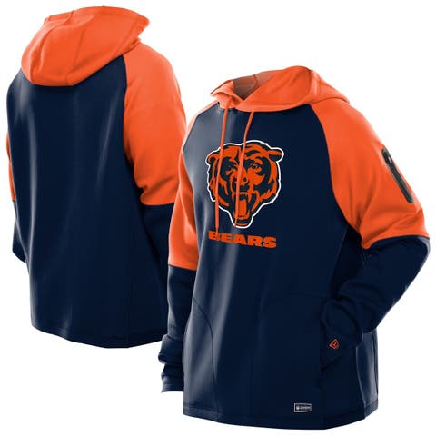 Men's New Era  Navy Chicago Bears Combine Authentic Color Block Raglan Pullover Hoodie