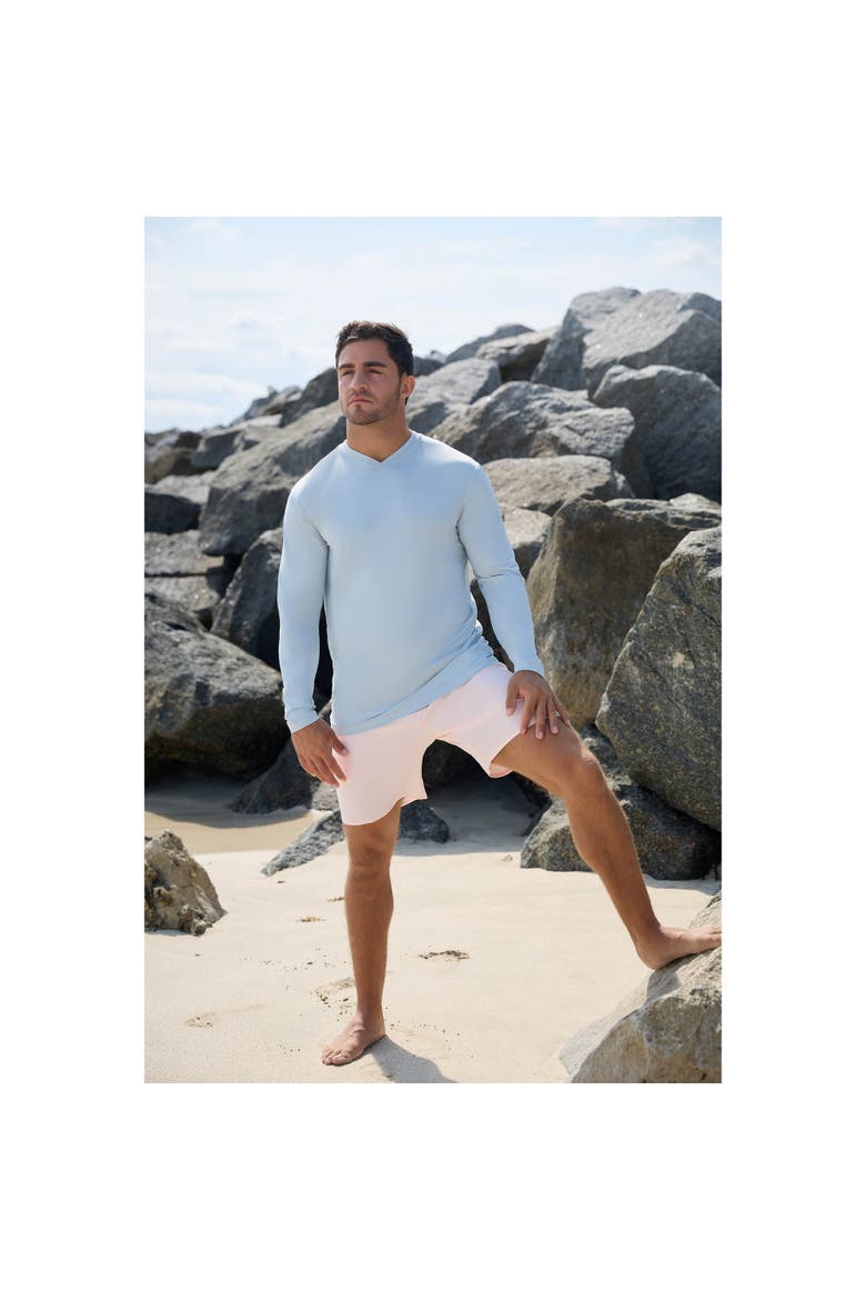 Men's Performance V-Neck Long Sleeve Shirt with Sun and UV Protection, Alternate, color, Soft Gray