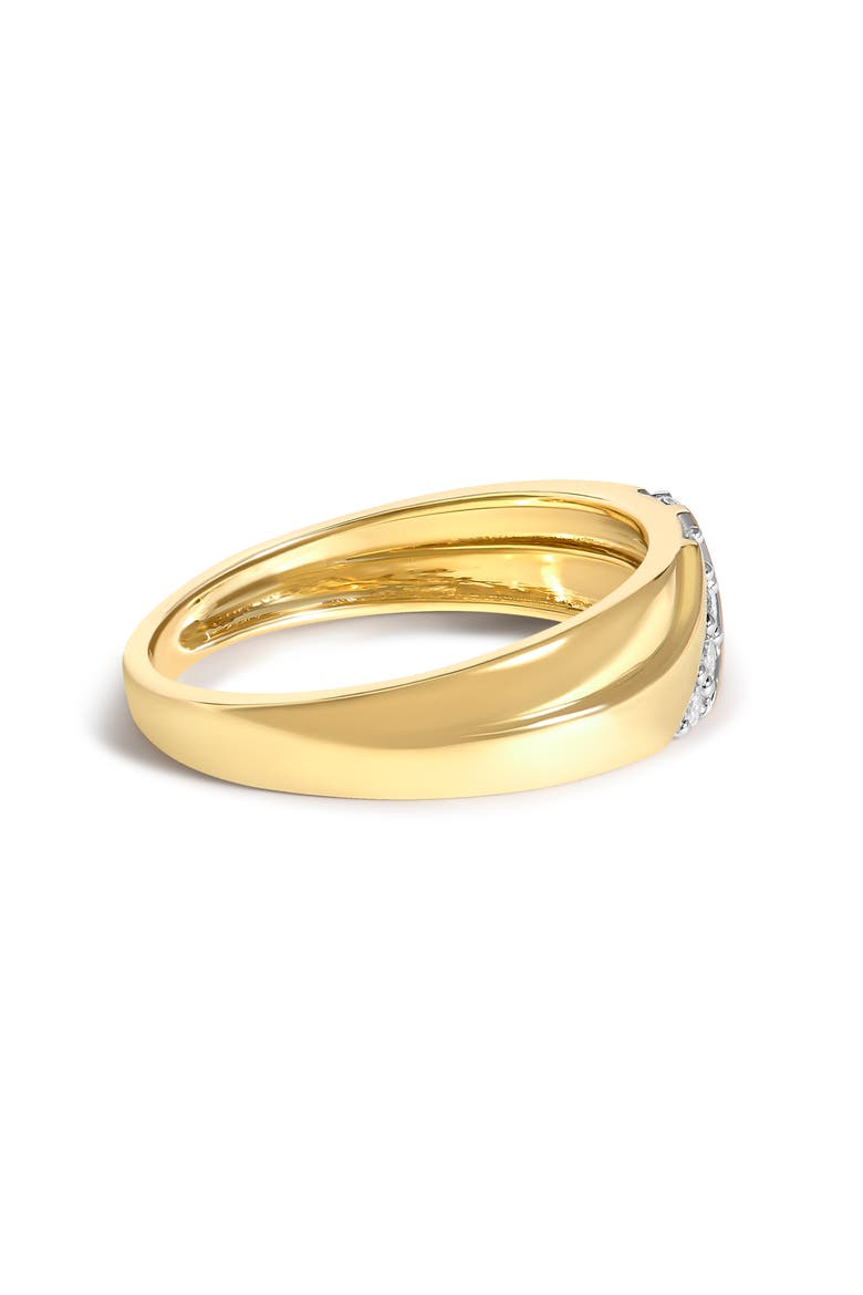 Men's 14K Yellow Gold Plated Sterling Silver 1/4 Cttw Diamond Two Row Channel Band Ring, Alternate, color, Yellow Gold over Silver