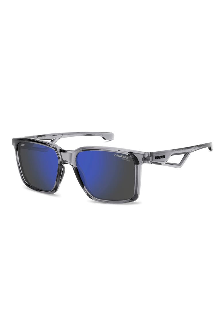 x Ducati 56mm Rectangular Sunglasses, Alternate, color, GREY/ BLUE SKY