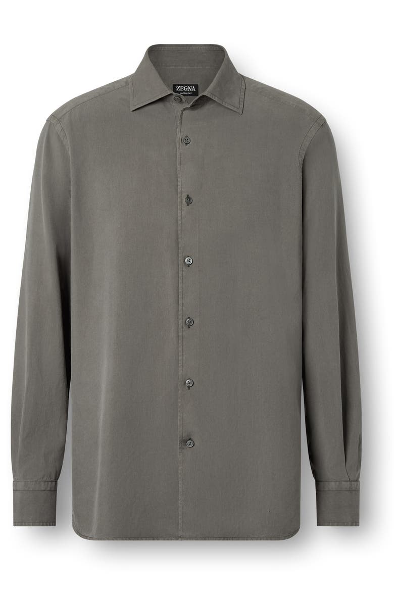 ZEGNA Silk Shirt, Alternate, color, Dark Taupe