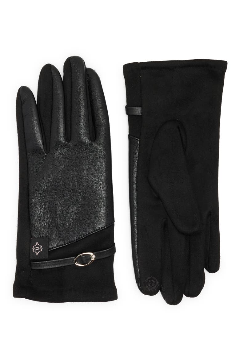 Zip Detail Tech Gloves, Main, color, BLACK