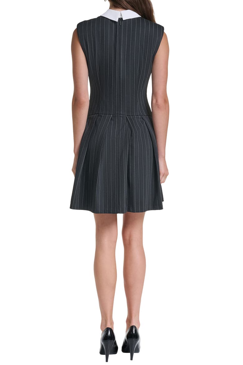 Pinstripe Drop Waist Dress, Alternate, color, BLACK SOFT WHITE