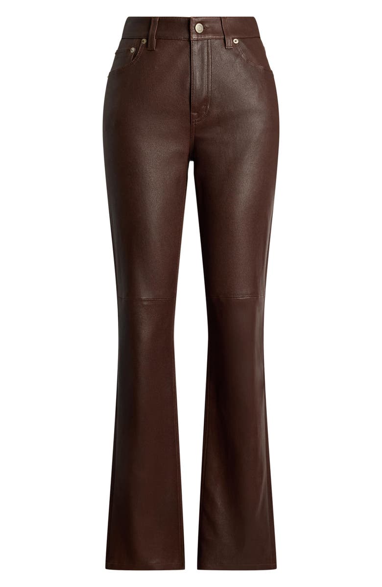 Lauren Ralph Lauren High Waist Leather Ankle Slim Pants, Alternate, color, 