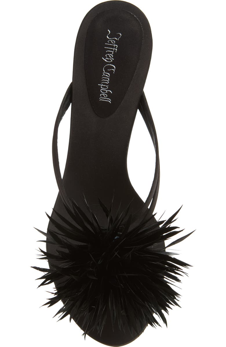 Jeffrey Campbell Firework Feather Sandal, Alternate, color, Black Satin