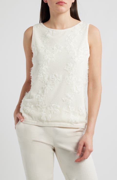 Organza Appliqué Sweater Tank