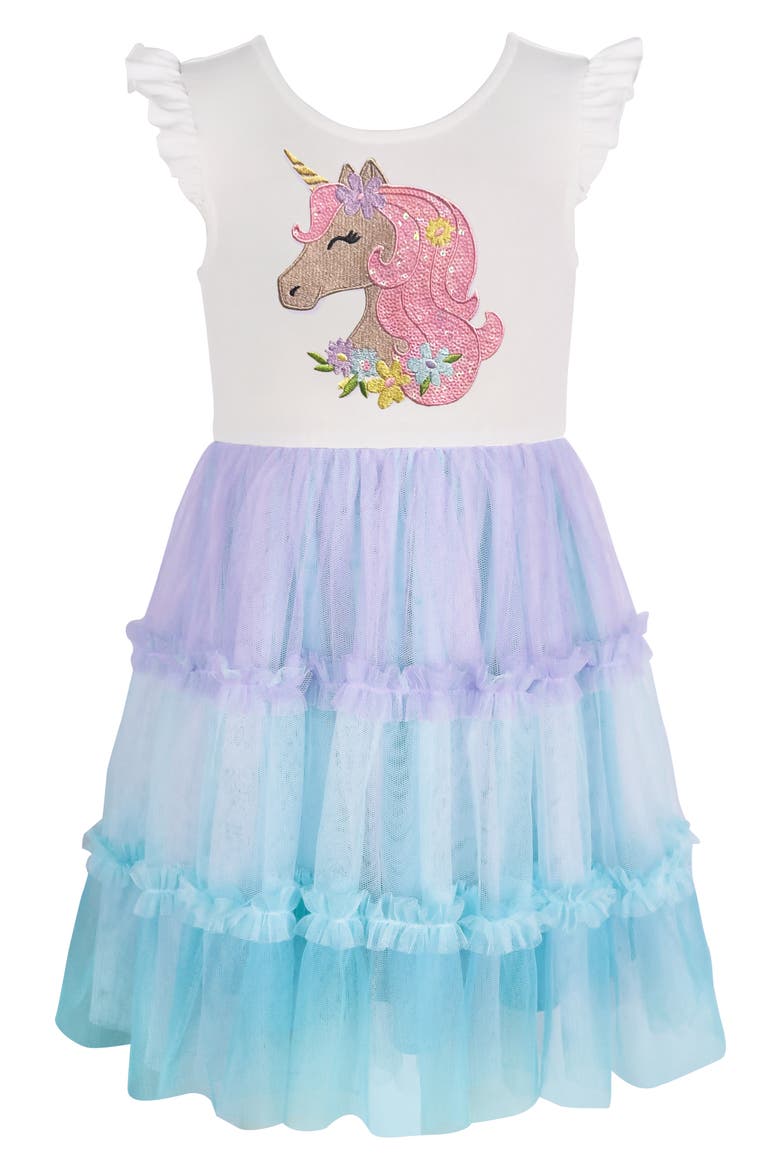 Kids' Sequin Unicorn Tutu Dress, Main, color, IVORY/MULT