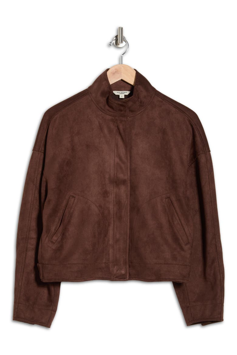 Faux Suede Full Zip Jacket, Alternate, color, SEQUOIA