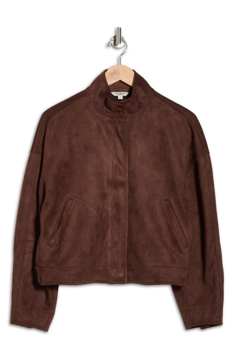 MAX STUDIO Faux Suede Full Zip Jacket, Alternate, color, Sequoia