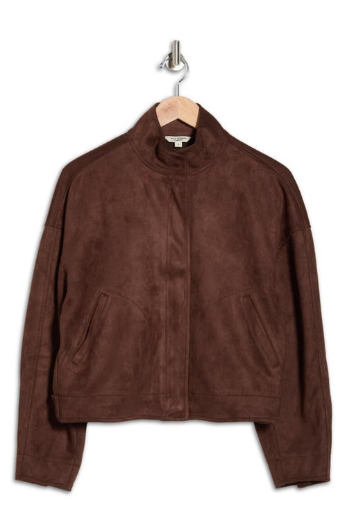 Max Studio Faux Suede Full Zip Jacket In Green