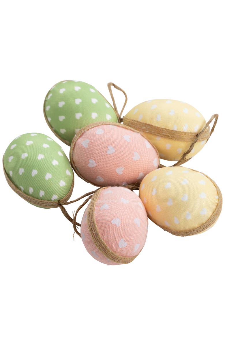 Northlight Fabric Pastel Easter Egg Ornament Decorations - 5.75" - Set of 6, Main, color, Green