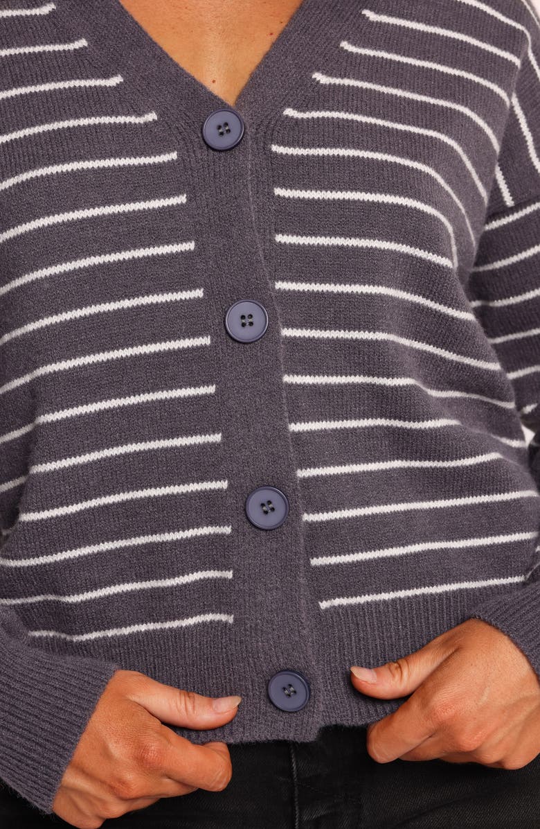 Petal & Pup Zammy Stripe Crop Cardigan, Alternate, color, Grey