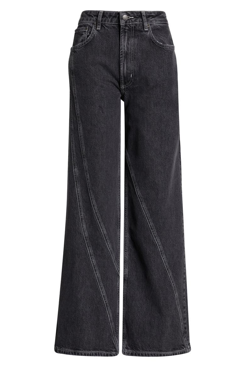 Getty High Waist Twist Seam Wide Leg Jeans, Alternate, color, WASHED CHARCOAL