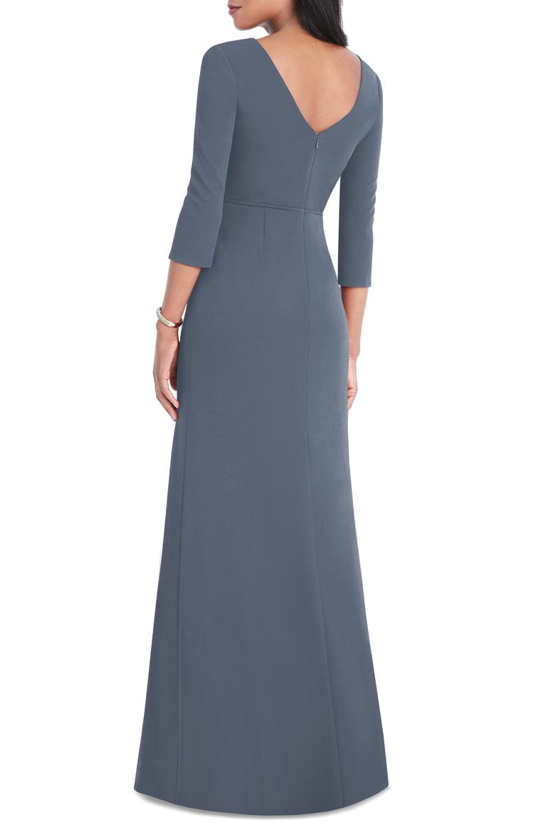 Surplice Stretch Crepe Trumpet Gown, Alternate, color, SILVERSTONE