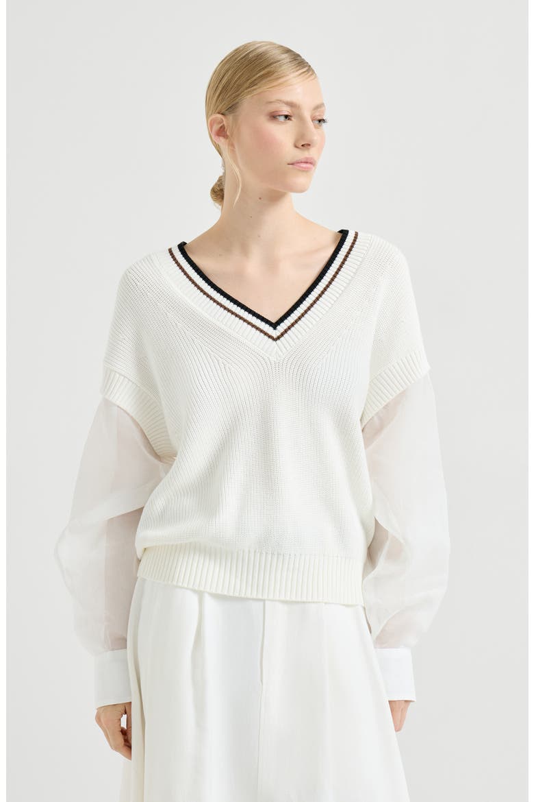 Cotton sweater, Main, color, White