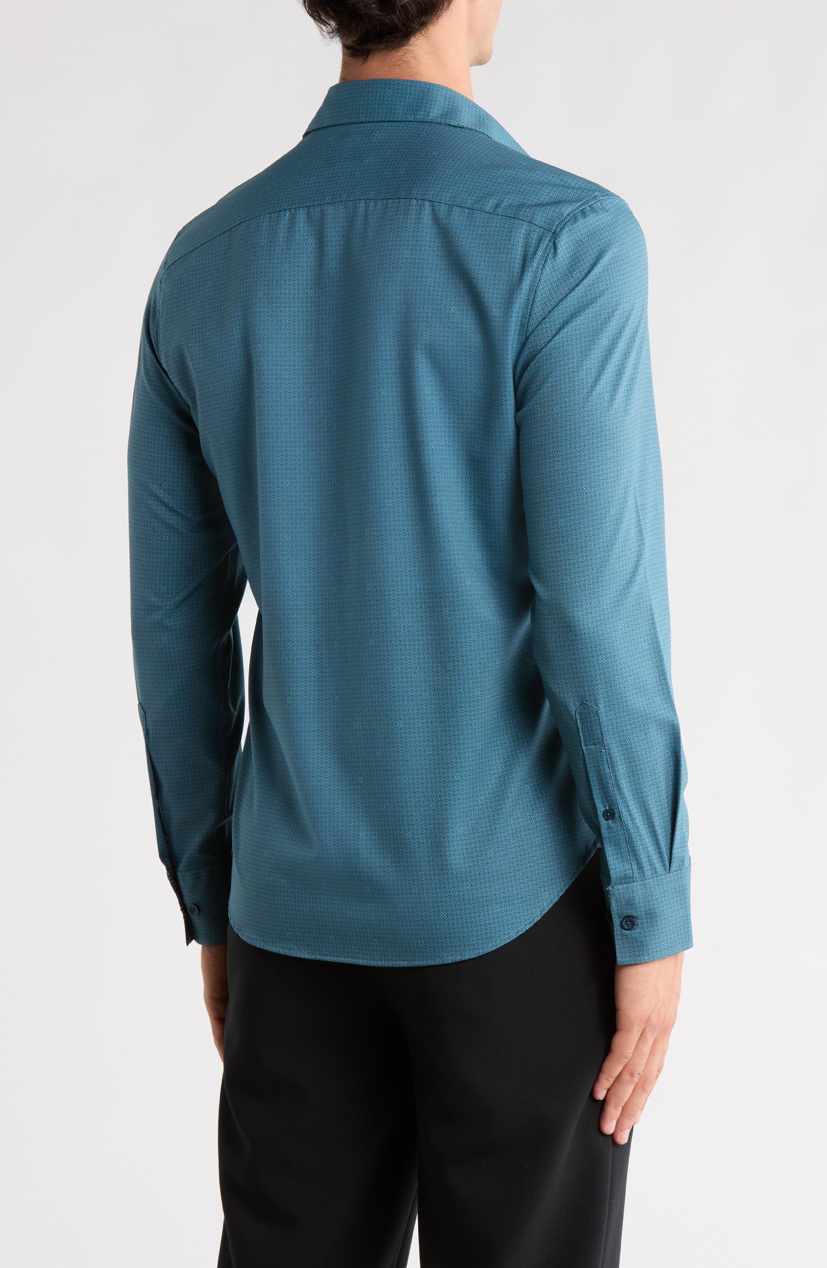 Quad Geo Print Stretch Button-Up Shirt - image 2